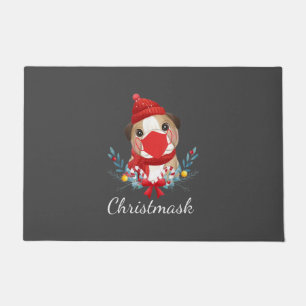 Merry Christmas Dog Lover Bulldog Wearing Mask Doormat