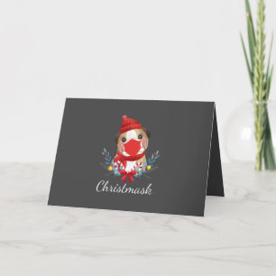 Merry Christmas Dog Lover Bulldog Wearing Mask Holiday Card