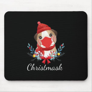 Merry Christmas Dog Lover Bulldog Wearing Mask Mouse Mat