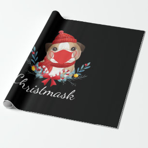 Merry Christmas Dog Lover Bulldog Wearing Mask Wrapping Paper
