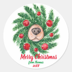 Merry Christmas Dog Lover Dog Mum Dog Dad Cute Classic Round Sticker
