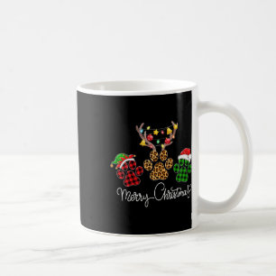 Merry Christmas Dog Paws Lights Buffalo Plaid And Coffee Mug