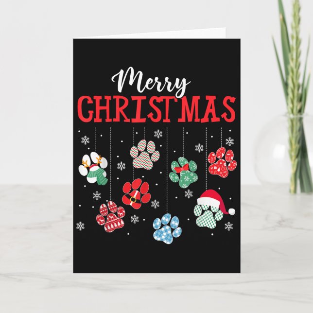 Merry Christmas Dog Paws Lights Funny Xmas Womens  Card (Front)