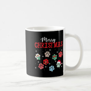 Merry Christmas Dog Paws Lights Funny Xmas Womens  Coffee Mug