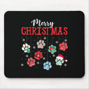 Merry Christmas Dog Paws Lights Funny Xmas Womens  Mouse Mat