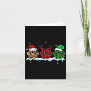 Merry Christmas Dog Paws Santa Hat Lights Leopard  Card