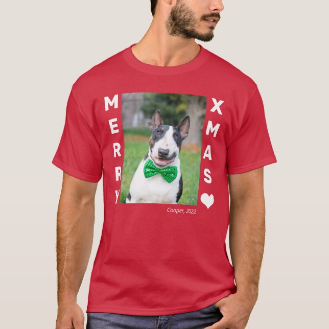 Merry Christmas Dog Photo   T-Shirt (Front)
