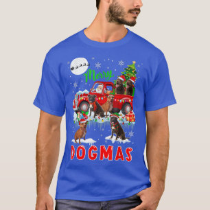 Merry Christmas Dog Santa Carrying Pit Bulls On Pi T-Shirt