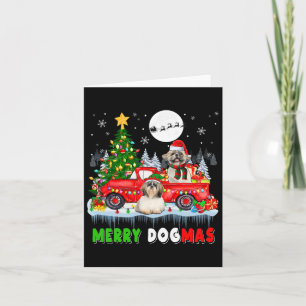 Merry Christmas Dog Santa Elf Shih Tzus On Pickup Card