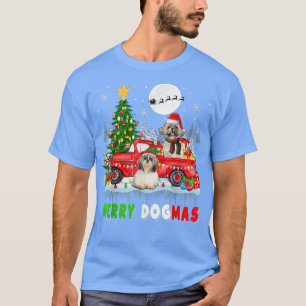 Merry Christmas Dog Santa Elf Shih Tzus On Pickup T-Shirt