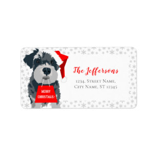 Merry Christmas Dog Santa Hat Address Labels