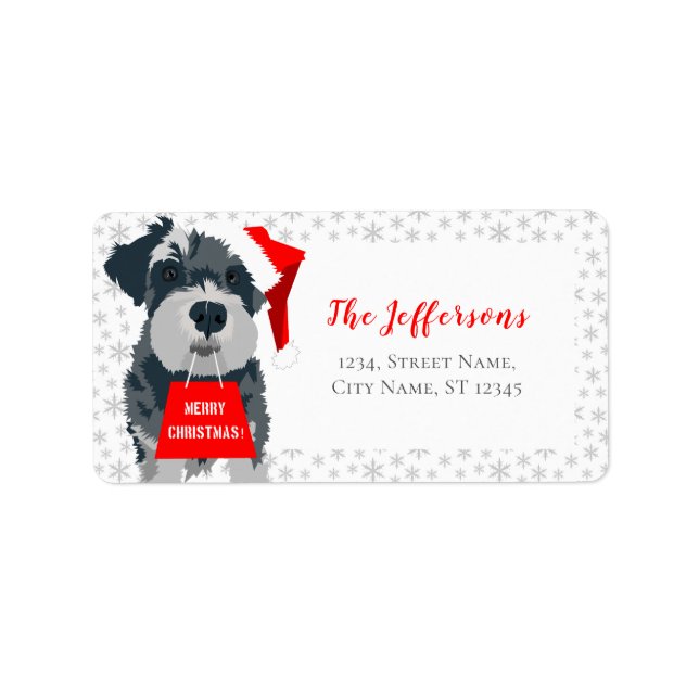 Merry Christmas Dog Santa Hat Address Labels (Front)