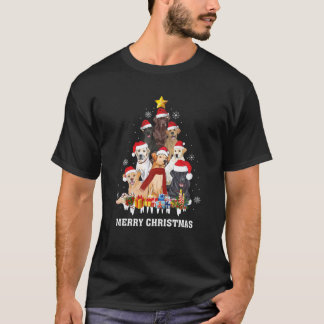 Merry Christmas Dog Santa Hat Christmas Tree Dog L T-Shirt