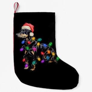 Merry Christmas Dog Tangled in Lights Small Christmas Stocking