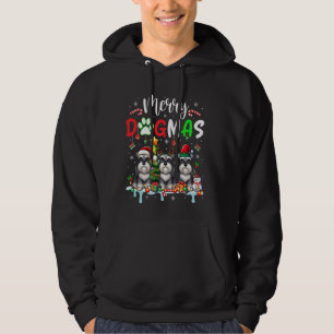 Merry Christmas Dog Three Santa Reindeer Elf Schna Hoodie