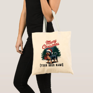 merry christmas dog tote bag