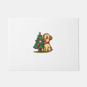 Merry Christmas Dog with nice Tree for Adults and  Doormat