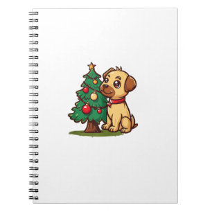 Merry Christmas Dog with nice Tree for Adults and  Notebook
