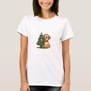 Merry Christmas Dog with nice Tree for Adults and T-Shirt
