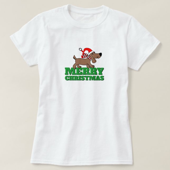 Merry Christmas Dog Women's Basic T-Shirt (Design Front)