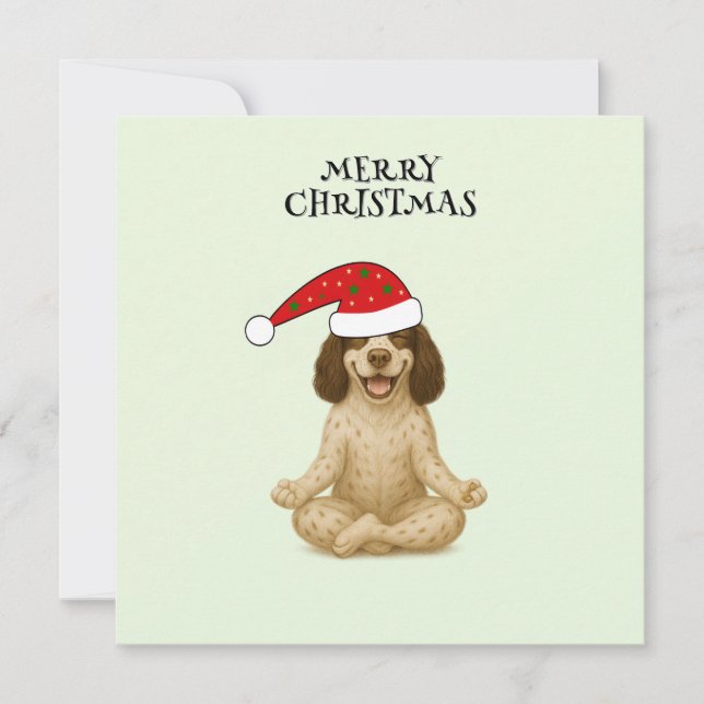 Merry Christmas dog yoga pose Holiday Card (Front)
