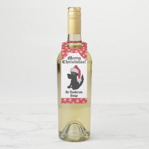 Merry Christmas Doggie w Business or Senders Name Bottle Tag