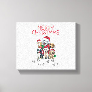 Merry Christmas dogs Canvas Print