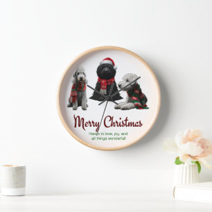 Merry Christmas Dogs Clock