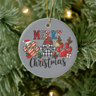 Merry Christmas Dogs Dog Mom Paws  Ceramic Tree Decoration