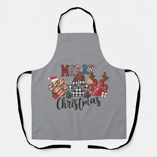 Merry Christmas Dogs Dog Mum Paws  Apron (Front)