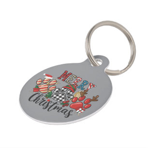 Merry Christmas Dogs Dog Mum Paws  Pet Tag