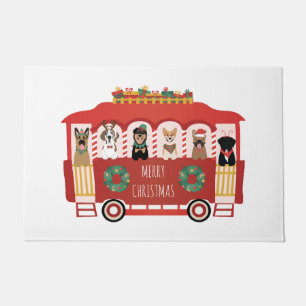 Merry Christmas Dogs Holiday Trolly Doormat