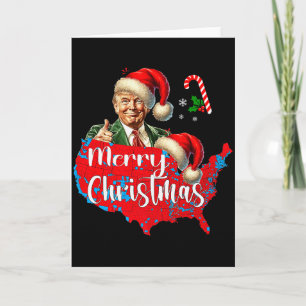 Merry Christmas Donald Trump Red Coverage Map Xmas Card