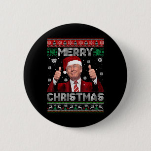 Merry Christmas Donald Trump Santa Family Xmas Ugl 6 Cm Round Badge