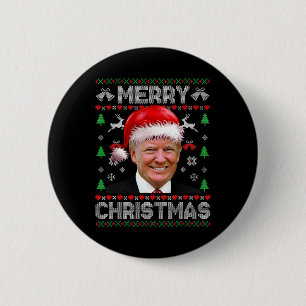 Merry Christmas Donald Trump Santa Family Xmas Ugl 6 Cm Round Badge