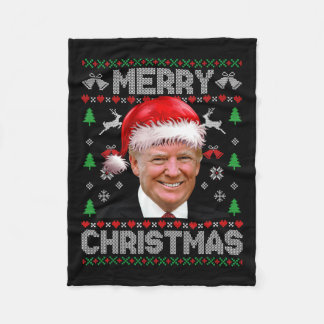 Merry Christmas Donald Trump Santa Family Xmas Ugl Fleece Blanket