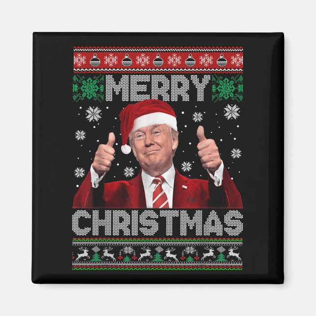 Merry Christmas Donald Trump Santa Family Xmas Ugl Magnet (Front)