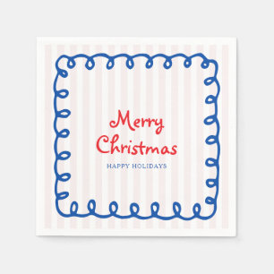 Merry christmas doodle cute holiday napkin