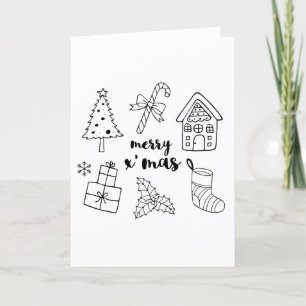 Merry Christmas Doodle Elements Celebration Holiday Card