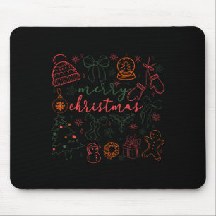 Merry Christmas Doodle Xmas Tree Gingerbread Men W Mouse Mat