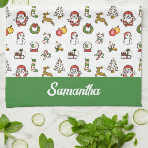 Merry Christmas Doodles Tea Towel