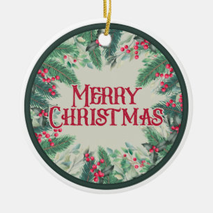Merry Christmas Double SIded Ceramic Tree Decoration