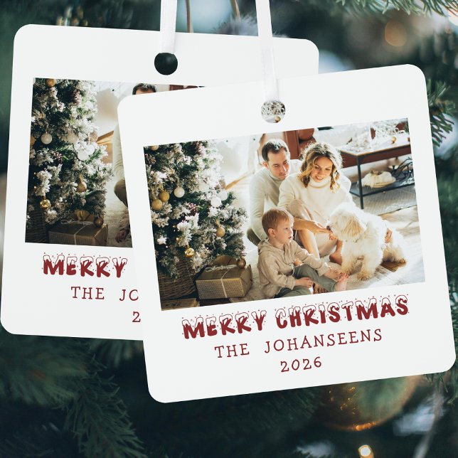 Merry Christmas Double Sided Photo Family Keepsake Metal Tree Decoration (Creator Uploaded)