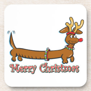 Merry Christmas Doxie Coaster