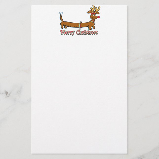 Merry Christmas Doxie Stationery (Front)