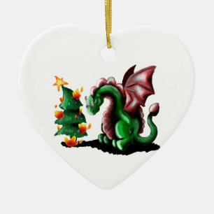 Merry Christmas Dragon Ceramic Tree Decoration