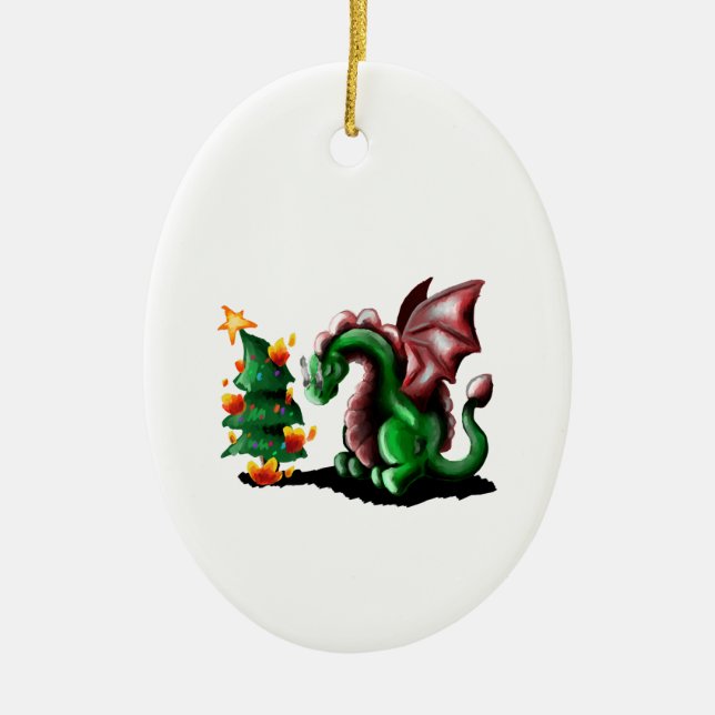 Merry Christmas Dragon Ceramic Tree Decoration (Front)