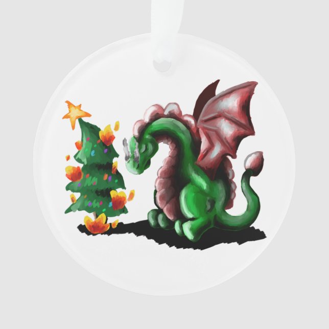 Merry Christmas Dragon Ornament (Front)