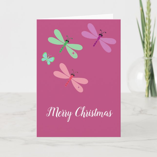 Merry Christmas Dragonflies Card (Front)