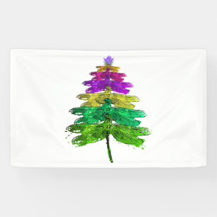 Merry Christmas Dragonfly Christmas Tree T Shirt Banner